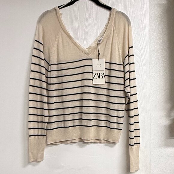 Zara Thin Striped Long Sleeve Sweater Size S - Picture 1 of 3
